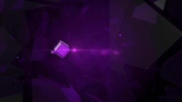 lila kub animering slinga med geometrisk former och ljus effekter för bakgrund visuella använda sig av, glasig visa intro öppnare i lila tema video