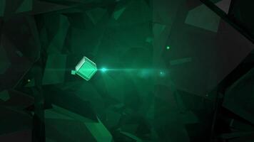 astratto Smeraldo cubo animazione con verde leggero effetti per sfondi e presentazioni, vetroso mostrare intro opener nel verde tema video