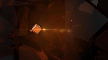 astratto cubo animazione con leggero effetto per intro o sfondo grafico design elemento rendere, vetroso mostrare intro opener nel arancia tema video