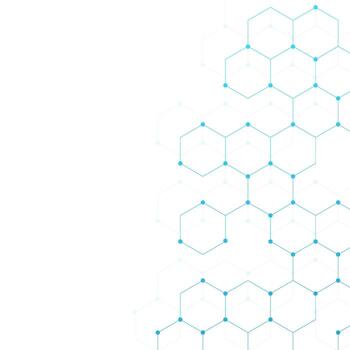 Molecule structure abstract tech background. Medical hexagon blue shape isolated on white background. Abstract blue geometric hexagon white background vector