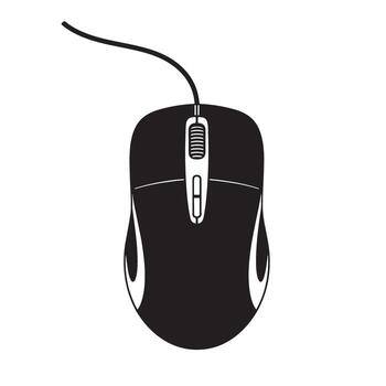 illustration of a classic computer mouse in black silhouette suitable for various design projects and themes vector