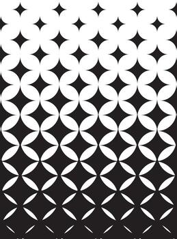 black and white geometric pattern with circular star-like shapes, modern abstract optical design background. vector