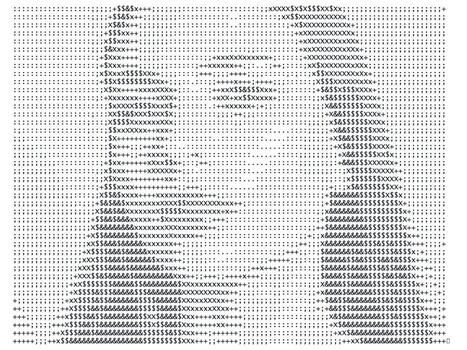 creativo ascii Arte retrato hecho con texto caracteres en negro y blanco, digital resumen tipografía diseño. vector