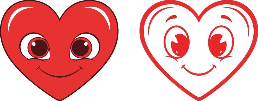 Two hearts with different expressions vector
