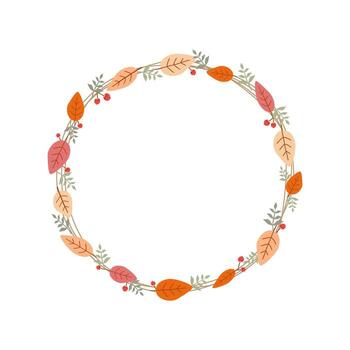 Beautiful simple circle wreath on Autumn concept. Minimal style. Copy space. vector