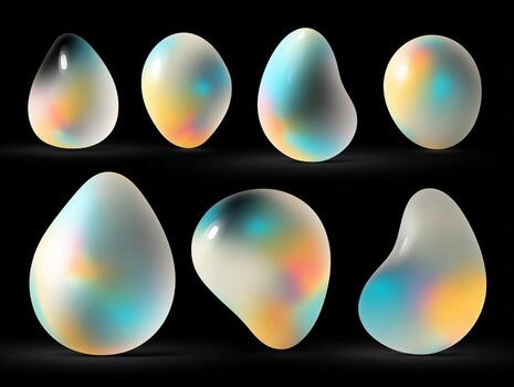 3D glossy icons colorful gradients, aesthetic, isolated on transparent background. photo