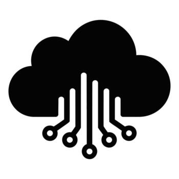 Cloud Computing and Technology Integration Silhouette Icon for Digital Data Management and Modern Network Solutions vector