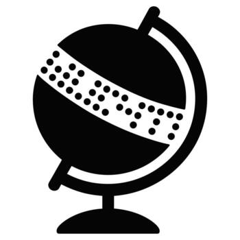 monocromo globo icono con punteado banda para educación y global conceptos ilustración diseño para sitios web y impresión materiales vector