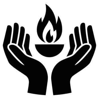 Hands holding a flame of hope and guidance in a minimalist design for spiritual enlightenment and unity vector