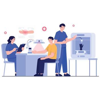 Healthcare workers using technology vector