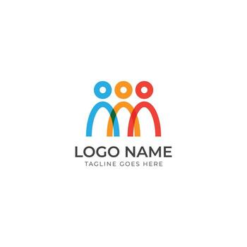 Modern team logo design symbolizing unity and connection with vibrant abstract figures vector
