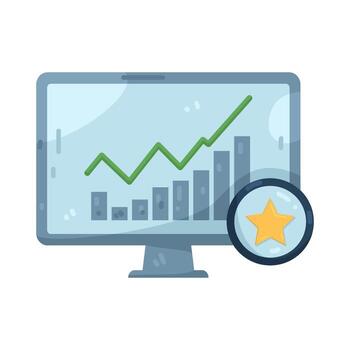 ilustración de computadora pantalla con negocio crecimiento gráfico vector