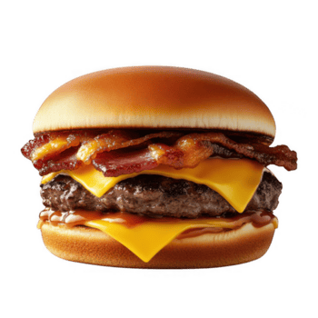 uma Hamburger com bacon e queijo em isto png