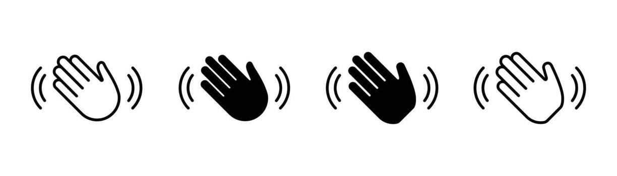 Hand waving in a hello gesture. Waving hand icons set. Hello symbol collection. vector