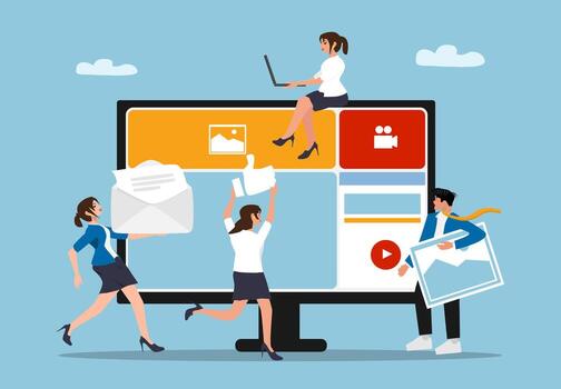 de moda web diseño y desarrollo equipo. vector