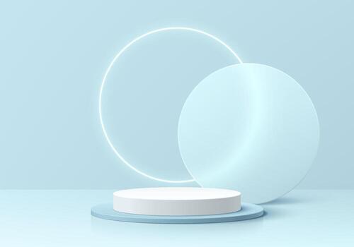 Display platform with soft blue background vector