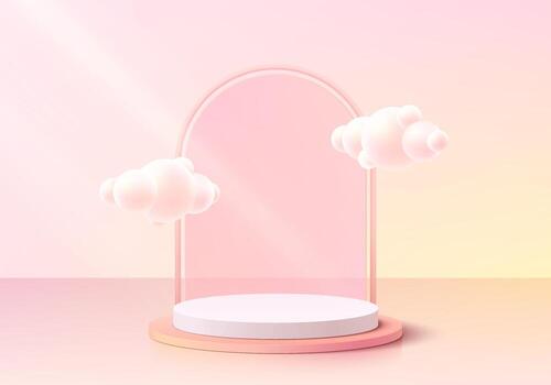 Pastel clouds with a circular stage vector