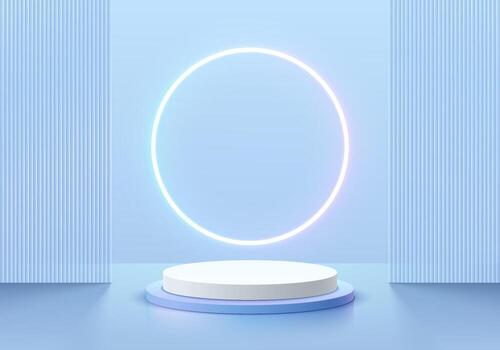 Minimalist podium with glowing circle effect vector