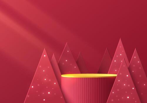 Red geometric shapes and festive display vector