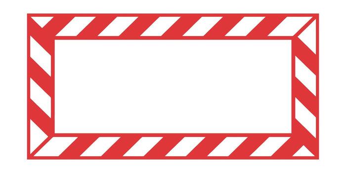 Rectangular frame. White stripes on bright red border for attention effect vector
