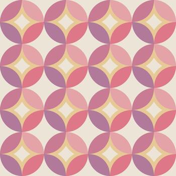 Seamless geometric 3D pattern with stars, circles, and tiles in retro style. Modern abstract background for textiles, wallpaper, prints, and decoration, simple and elegant, not ai. vector