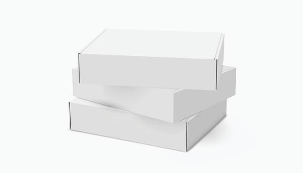 Stack of 3d White Cardboard Boxes Mockup for Packaging and Branding Design vector