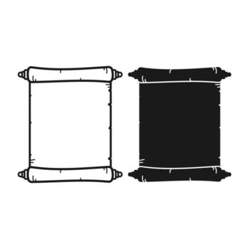 sencillo papel rodar plano negro y contorno estilo. línea Arte papel Desplazarse. Perfecto para Clásico elementos. vector