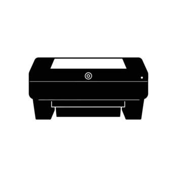 Black silhouette of a printer machine on a white background in format vector