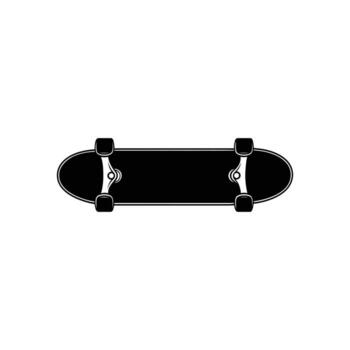 Black skateboard top view icon on a white background minimalistic style vector