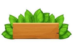 Wooden sign with green leaves vector