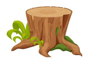 Tree stump with green plants vector