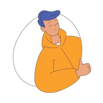 Smiling Man Character Looking Out of Shape Showing Thumb Up Illustration vector