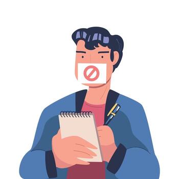 Person with a notepad and mask vector