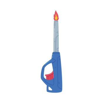 Blue Lighter with Handle as Portable Device for Igniting Cigarette and Generating Flame Illustration vector