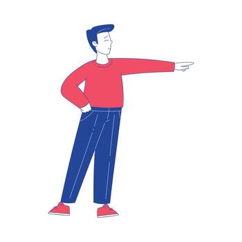 Man Character Standing Pointing Forward at Future Goal Illustration vector