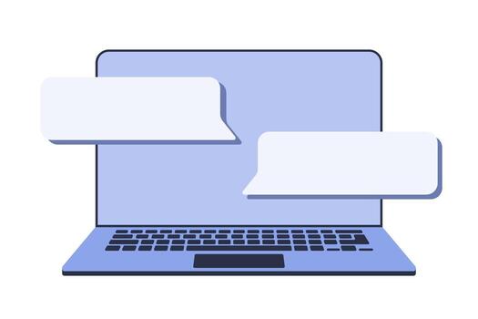 digital conversacion en un ordenador portátil con charla burbujas visible. vector