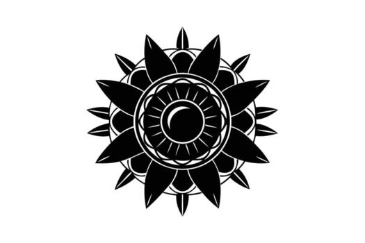 Sunset Orb with Layered Botanical Elements Abstract Nature Illustration Design vector