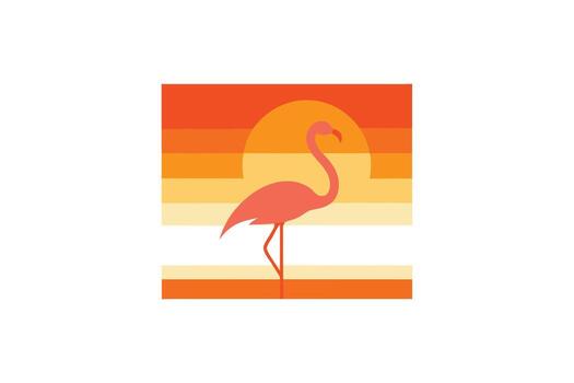 Minimalist Flamingo Crossing a Rectangular Cutout Design in CMYK with Helvetica Font vector