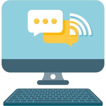 Computer screen with chat bubbles vector