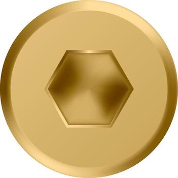 Close up of a golden screw head featuring a hexagon socket, creating a visually striking contrast against a transparent background, ideal for hardware, construction, or DIY related projects vector