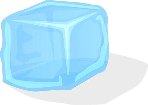 Light blue ice cube casting a delicate shadow on a clean white background, evoking sensations of cold drinks, refreshing winter vibes, and pure freshness in every detail vector