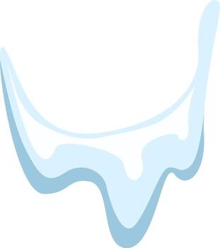 Melting snow drips and forms a puddle of water, beautifully illustrated in a simple and cute style, capturing the transition from winter to spring in a playful manner vector