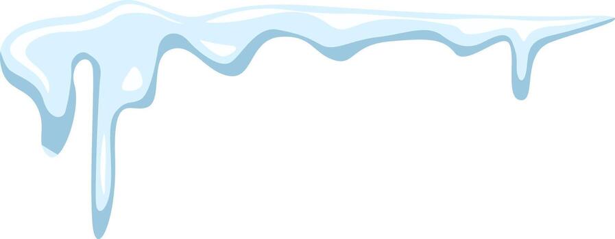 Melting snow and dripping icicles create a serene winter scene against a bright white background, perfect for seasonal projects and evoking the essence of chilly months vector