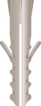 Close up of a plastic wall plug expanding as it is being inserted into a pre drilled hole in a wall, providing a secure anchor for screws and other fasteners vector