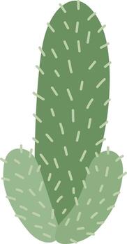 Minimalist illustration featuring a stylized green cactus adorned with thorns, capturing the essence of desert flora and enhancing nature themed designs with a modern touch vector