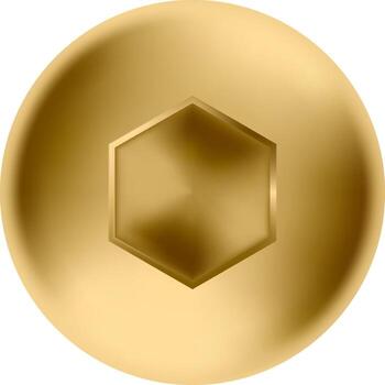 Close up of golden screw head featuring hexagon socket, creating visually appealing contrast against transparent background, ideal for hardware, construction, or DIY projects vector