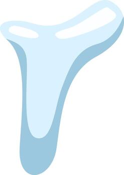 Light blue slime dripping down, viewed from the side, creating the shape of the letter r against a white background, in a simple and minimalist style vector