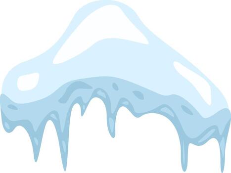 Snowdrift is slowly melting under the sunlight, forming icicles of various lengths and shapes, creating a beautiful winter scene isolated on white background vector