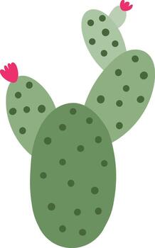 Minimalist illustration of a blooming prickly pear cactus with pink flowers, representing desert flora, suitable for various design projects vector