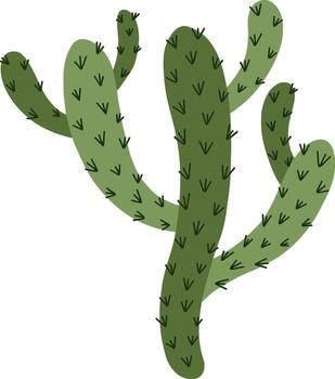 Green cactus with sharp thorns thriving in the desert, embodying the essence of nature, showcasing resilience in an arid climate and highlighting the beauty of survival in harsh environments vector